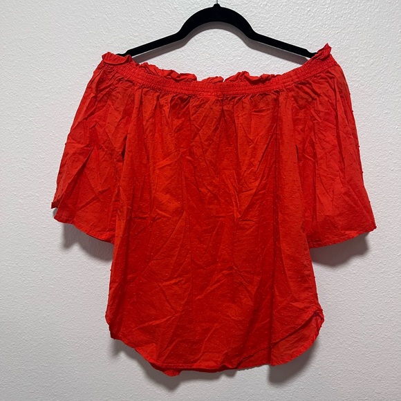 H&M Red Off The Shoulder Peasant Top Size 6 - Picture 1 of 3